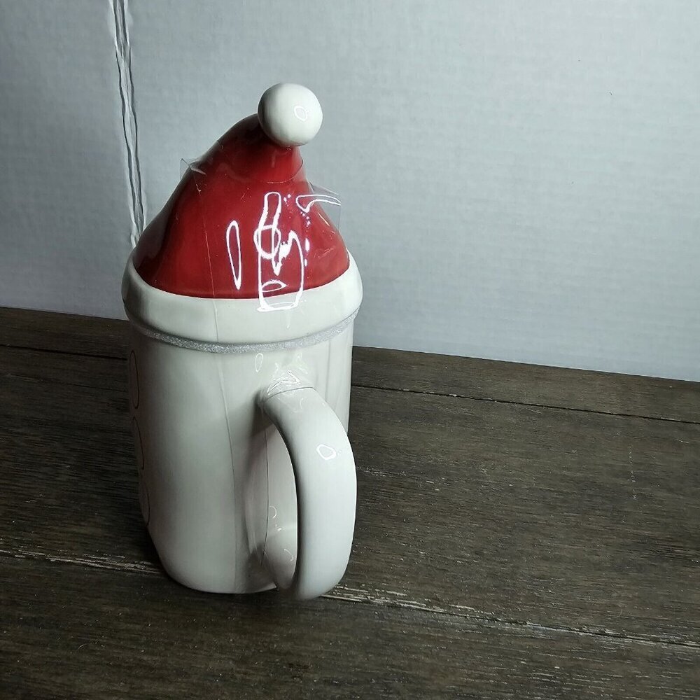 NWT Rae Dunn Artisan Ho Ho Ho Christmas Mug Santa Hat Topper 2020 Magenta - Picture 2 of 7